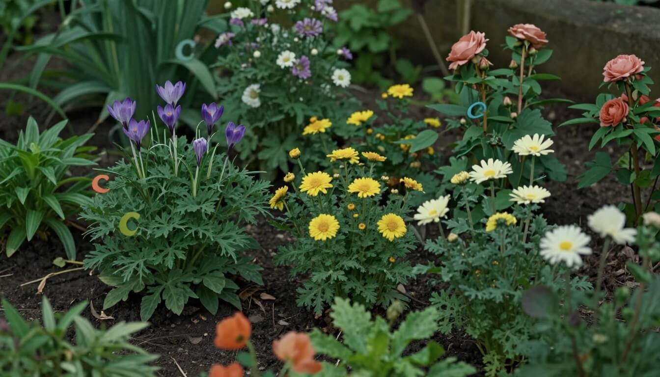 jardin naturel avec diverses fleurs en C en pleine floraison
