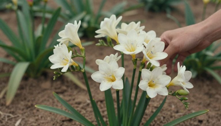 fleurs de freesia colorées en pleine floraison dans un jardin naturel