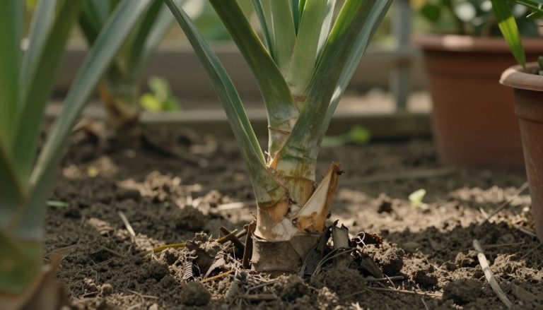 tige de yucca fraîchement coupée séchant sur un sol naturel