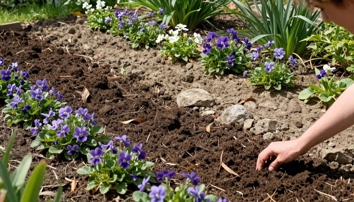 sols variés en jardin pour fleurs en V exposition et drainage