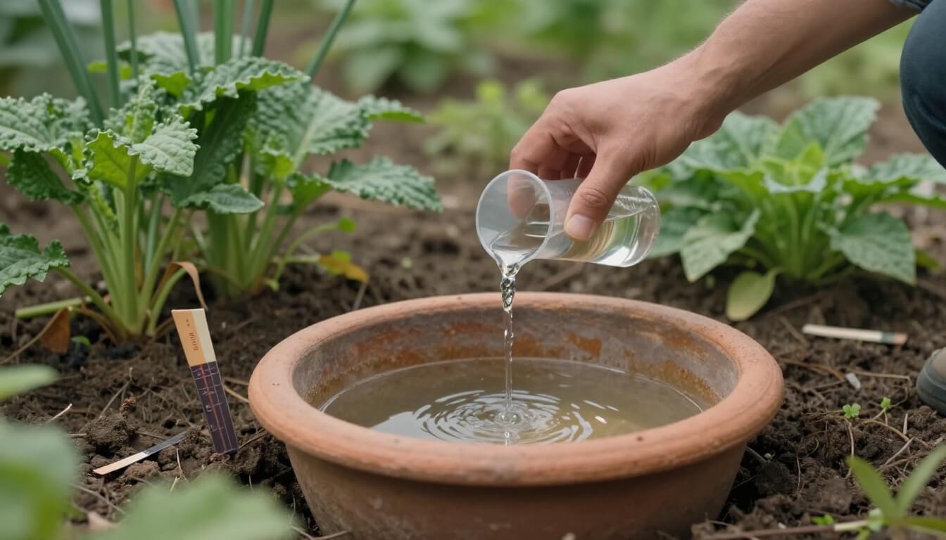 mains versant neutralisateur dans bassin jardin naturel