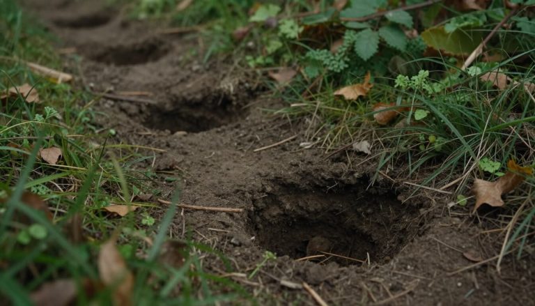 latrines alignées en lisière de forêt avec sol naturel